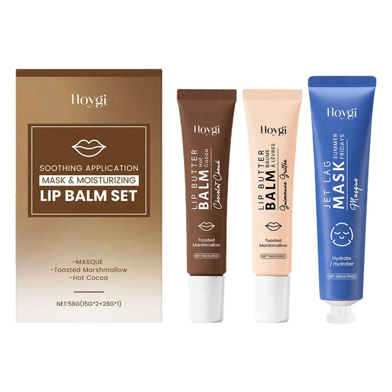 Ouhao Soothing Mask & Moisturizing Lip Balm Set: 3-piece limited edition daily facial and lip care set (SKU00007297)